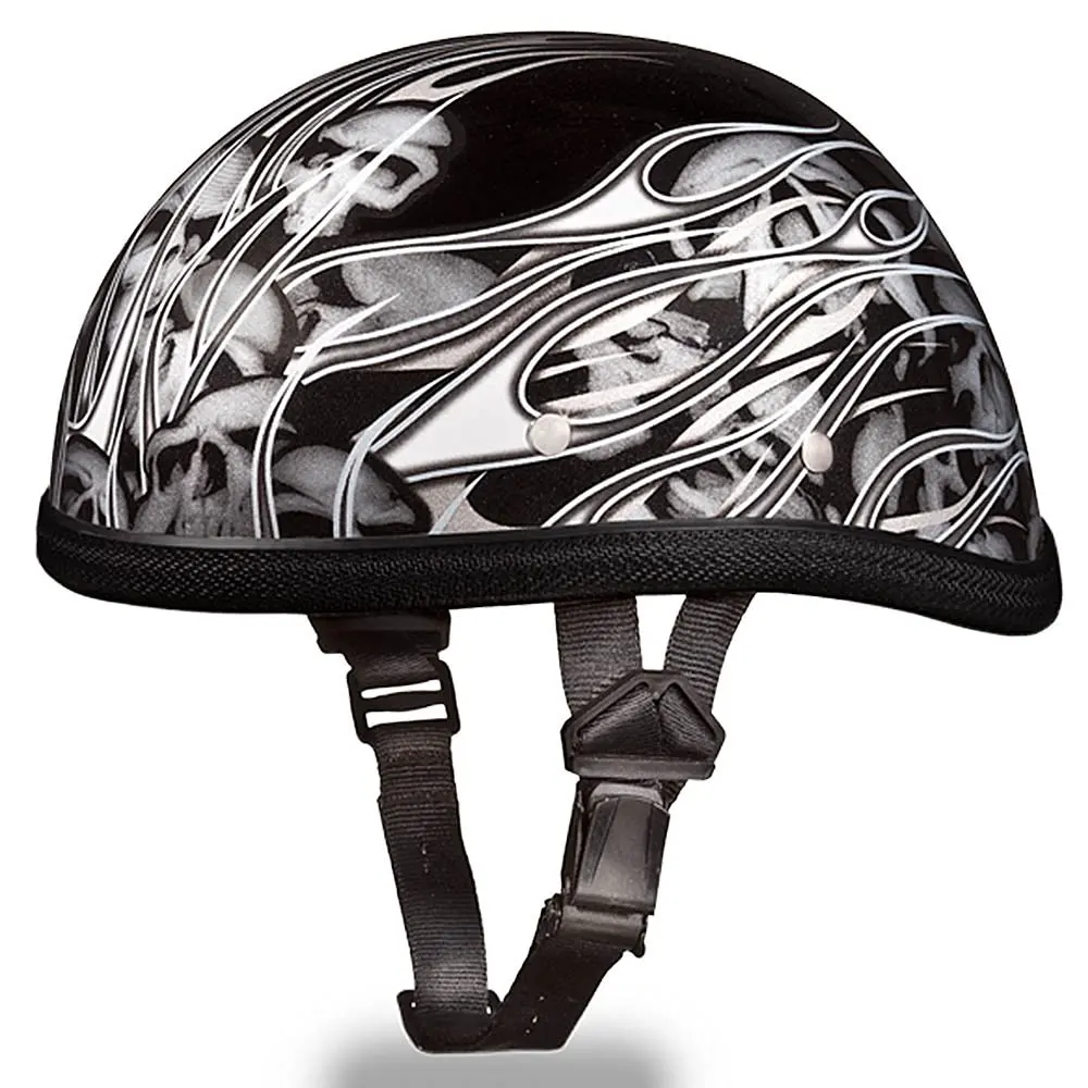 Buy Daytona Helmets - Novelty Helmets EAGLE- WITH MULTI SKULL FLAMES SILVER Novelty Motorcycle
