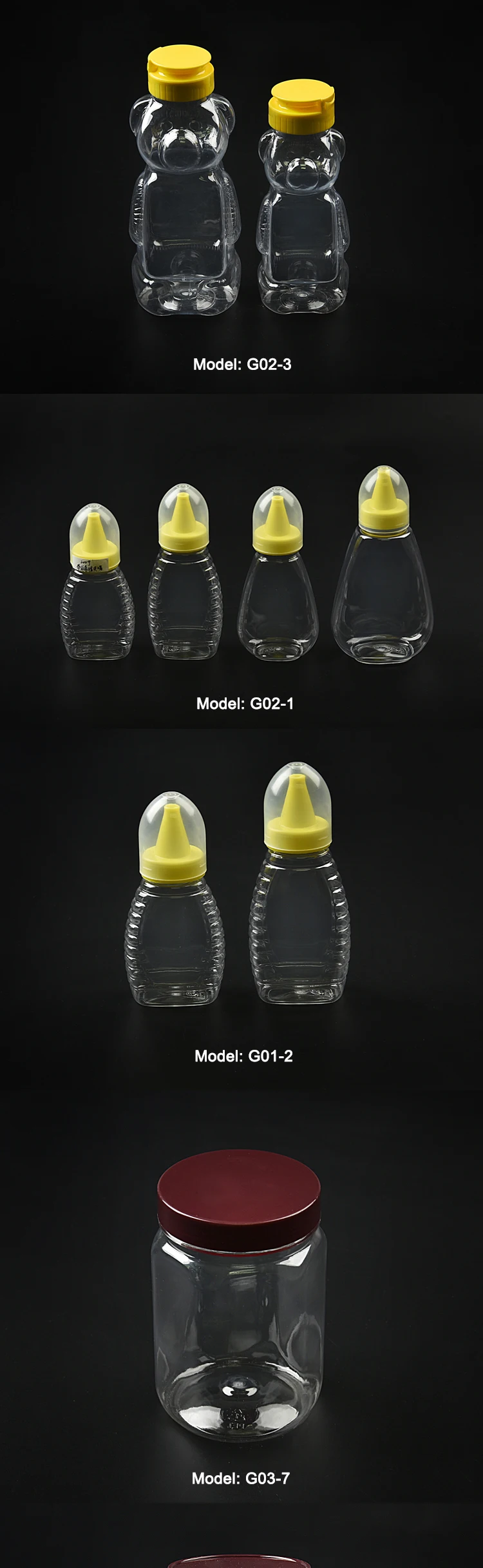 200g 250g 500g 1000g Wholesale Bottles Honey Bear Jar Plastic Honey