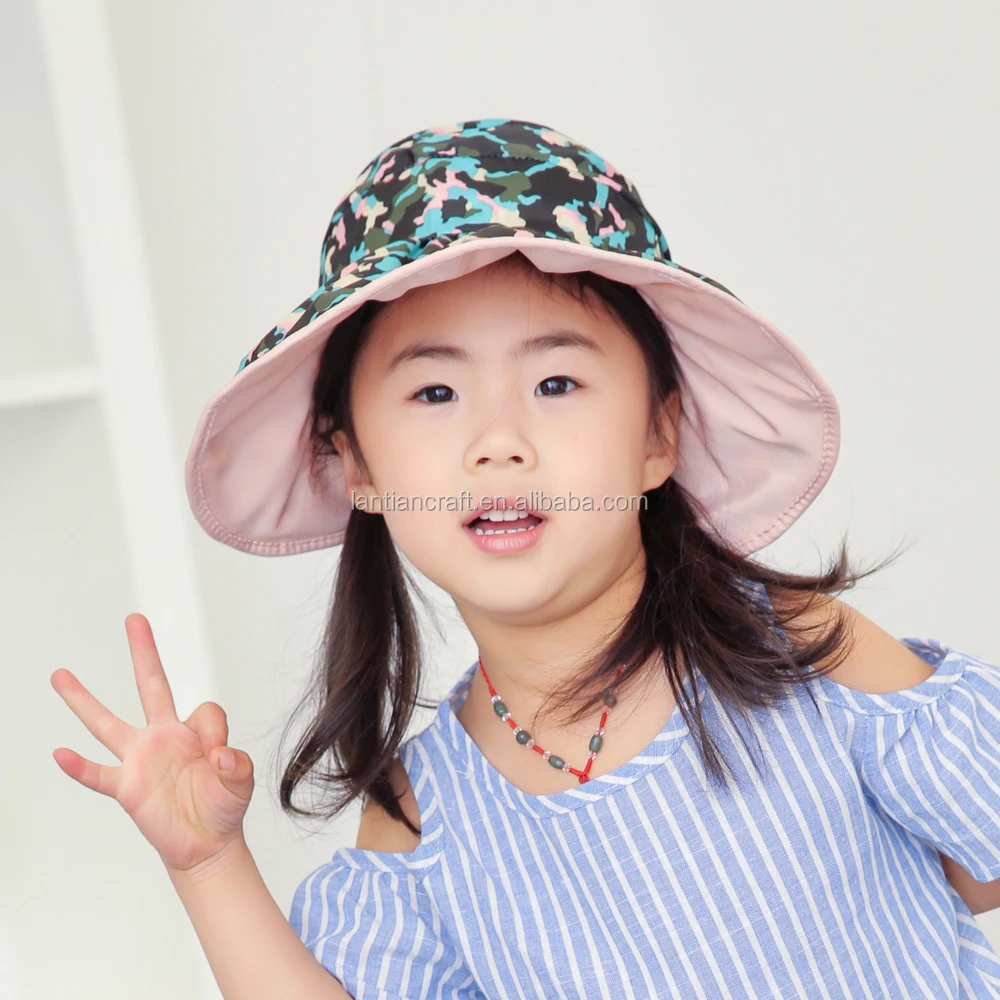 Reversible Summer Kids Sun Hat Girls Boy Visor Floppy Wide Brim