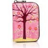 2019 Fashion design women card wallet leather organ pocket wallet with flower tree embroidery