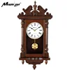 Large Hourly Chime Antique Wooden Pendulum Clock Wall Clock for for Wall and Home and Living Room Decoration