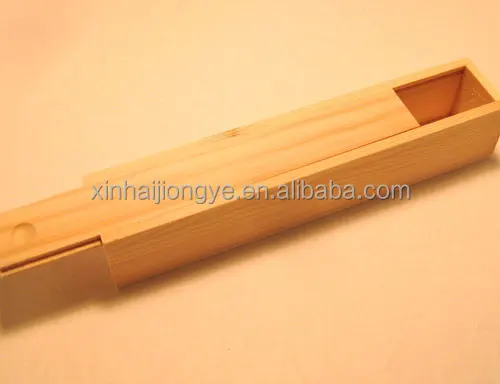 Su misura in legno grezzo portapenne con coperchio scorrevole buy ... Matite legno grezzo