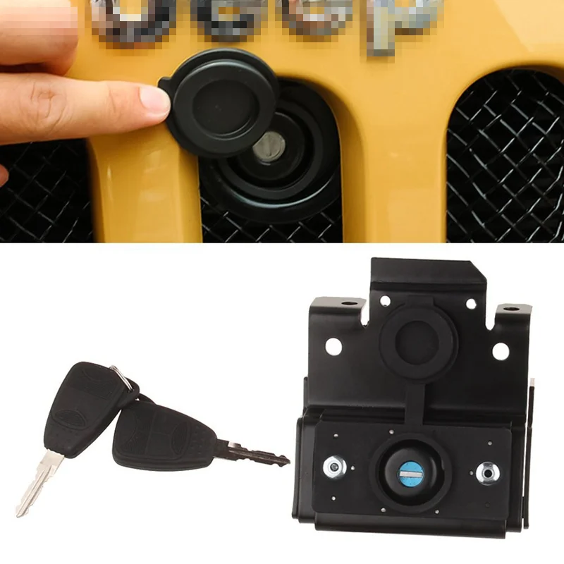 Car Grille Engine Hood Lock Kit Antitheft Lock For Jeep Wrangler Jk