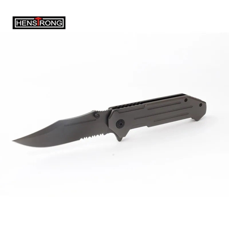 Edc Survival Knife Partially Serrated Clip Point Blade Folding Knife ...