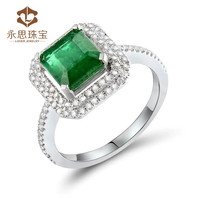 14k Gold Jewelry Wholesale Natural Diamond Jewelry With Green Emerald Princess 7x7mm Wedding ...
