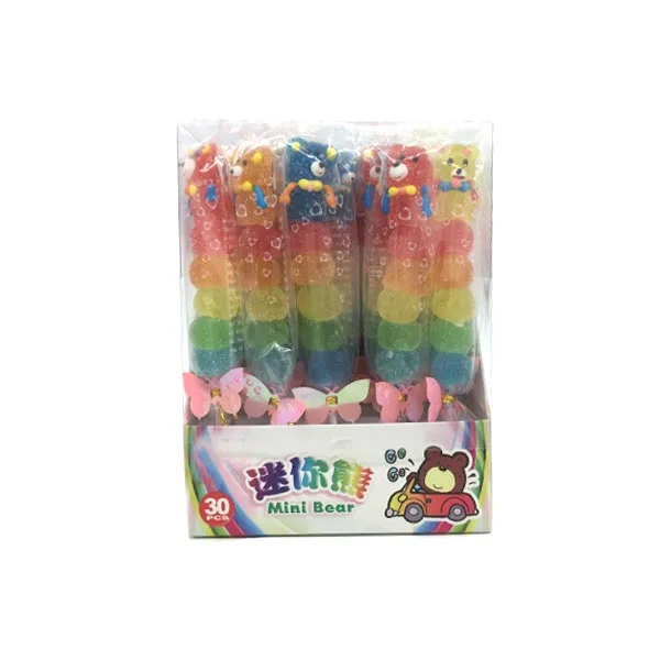 Mini Rainbow Bear Jelly Pop Candy Soft Fruity Mini Bear Gummy Lollipop ...