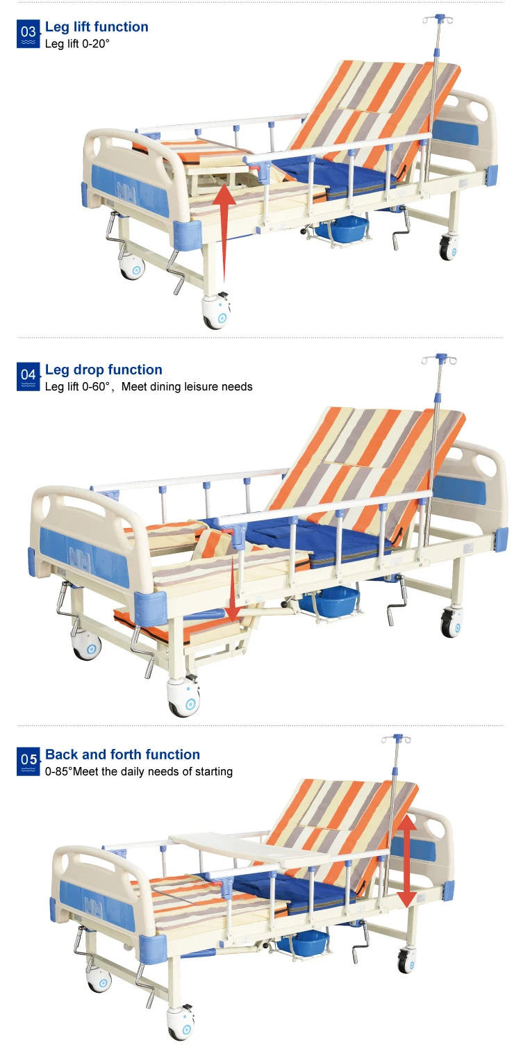 Durable 3 Crank Manual Folding Hospital Bed Price Buy Hand Hospital