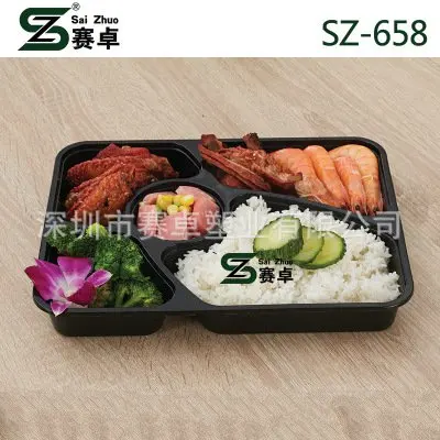 new design 5 compartment disposable plastic food container with lid