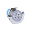 Momentary 30mm Flat Round Head 1NO1NC Ring And Power Logo Illuminated Metal IP67 Waterproof Push Button Switch