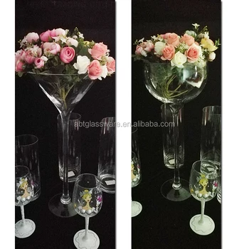 New Arrival 50cm Tall Clear Wine Glass Vases For Wedding