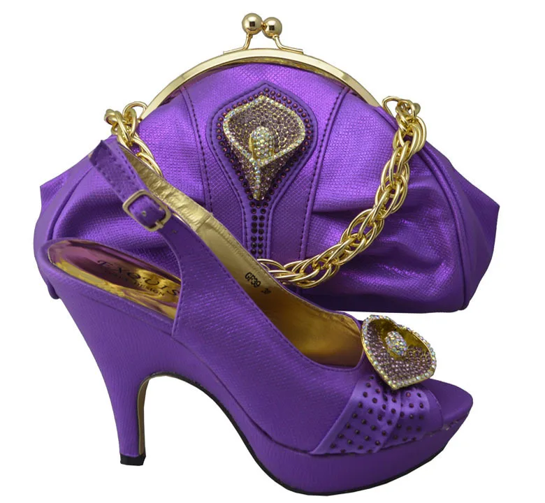 Purple GF39 African shoes and bag set 