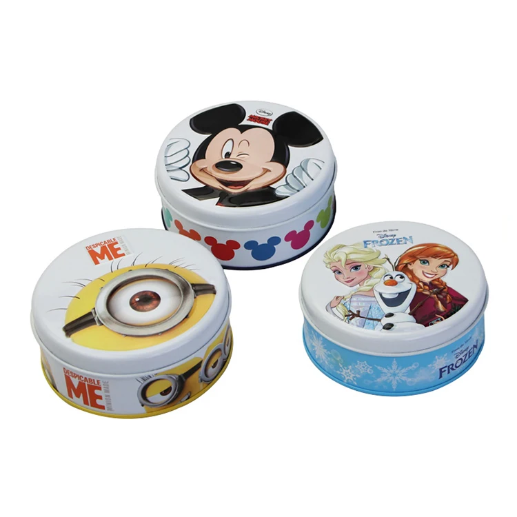 Wholesale mickey mouse cartoon pattern round mini candy tin box decorative gift tin box