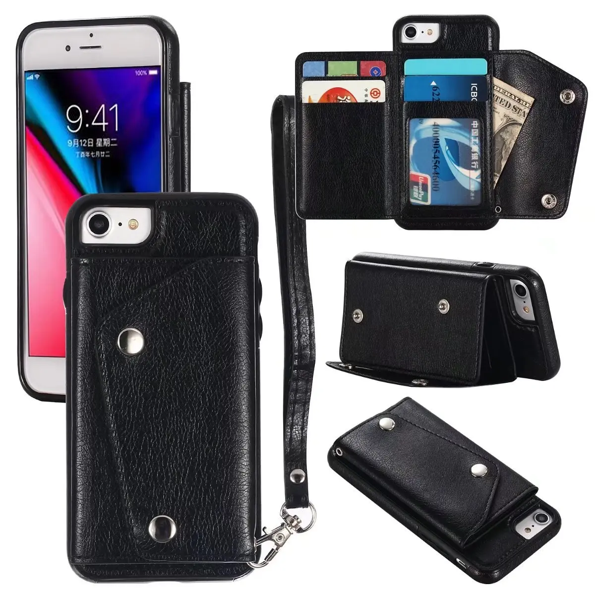 Luxury Leather Case For iphone X XR XS Max 6 6s 7 8 Plus Wallet Card Holder Cover Protection Phone Bag Cases