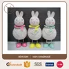 Standing Easter Bunny Rabbit Decorative Recycle Paper & Metal Decoration - Set of 3 (Pink Yellow Blue)