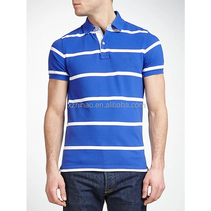 Blue White Striped Polo Collar T-shirts Men's Clothing Factories In ...