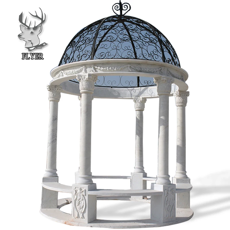 Nature white marble stone gazebo columns for sale 