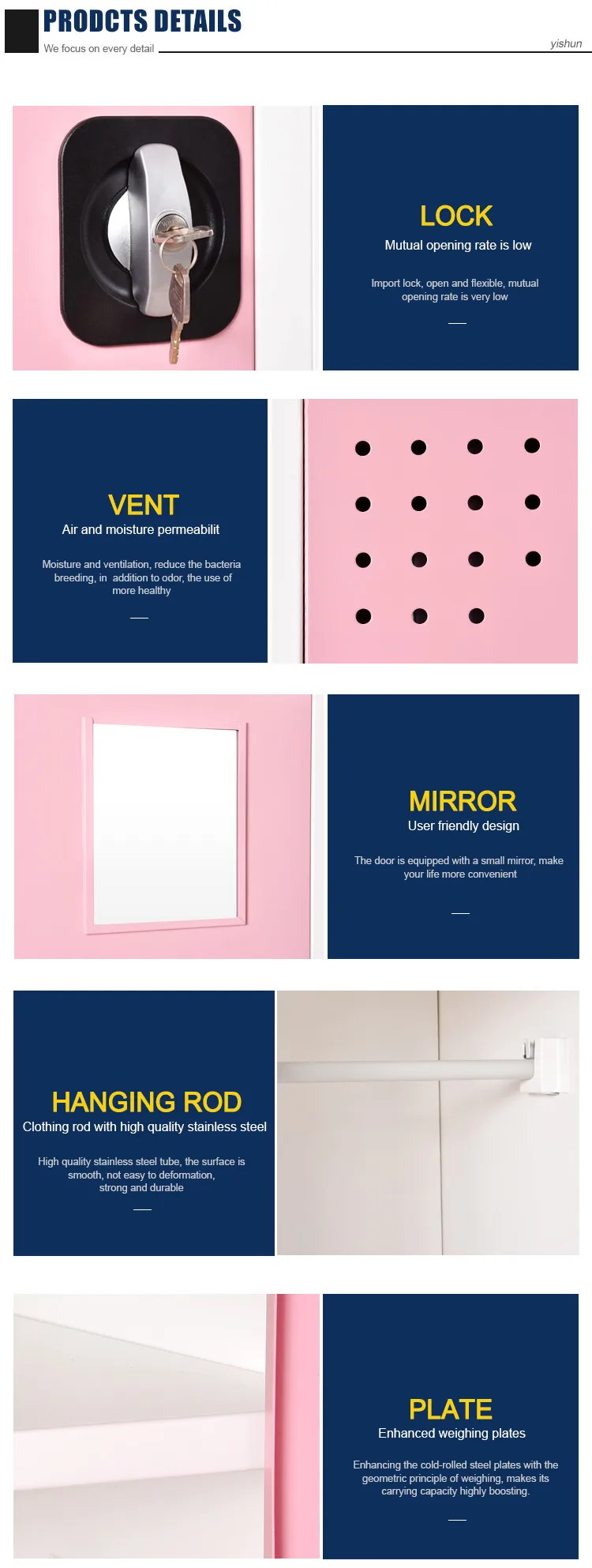 Different Colour Almirah Steel Bedroom Furniture