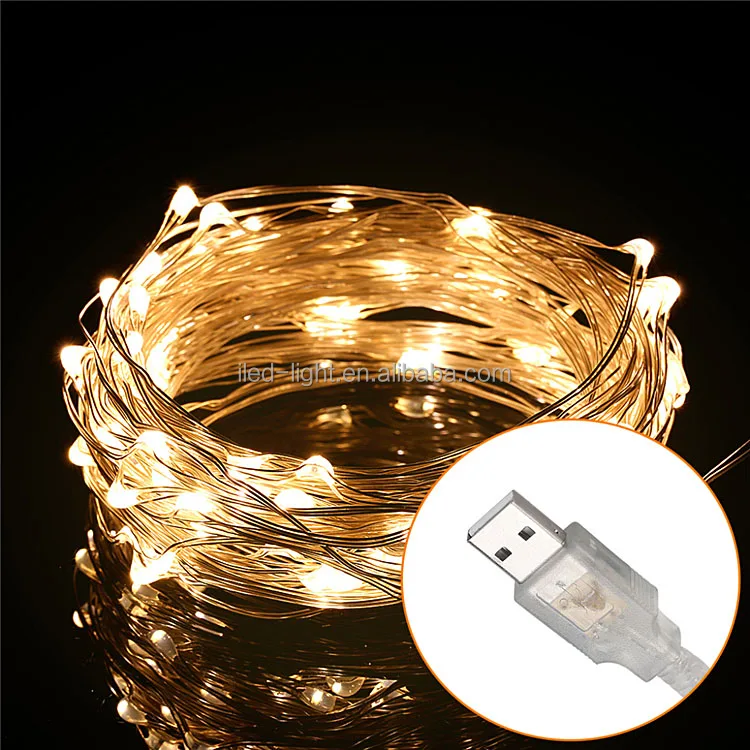 10M 100 Leds Holiday Christmas Decorative USB Waterproof Led Copper Wire String Lights for crafts