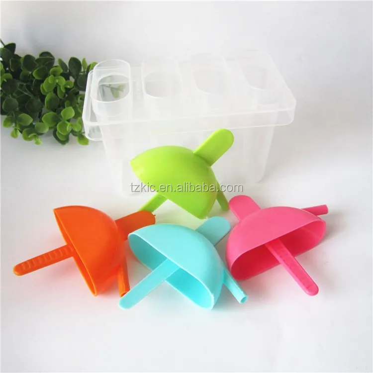 Set of 4 Ice Pop Maker Molds With Sipper Straw Base 