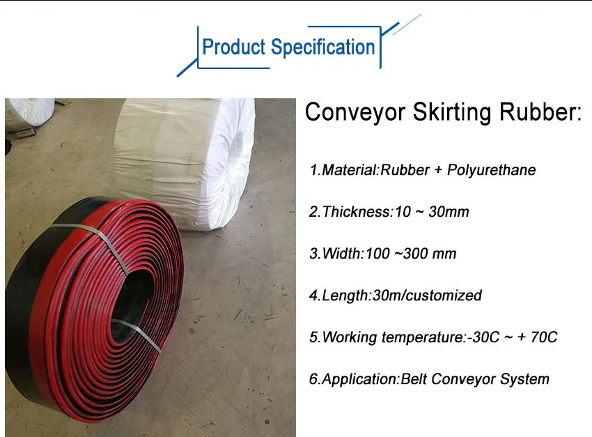 Wear Resistant Polyurethane Skirtboard Rubber Sheeting/rubber Skirt ...