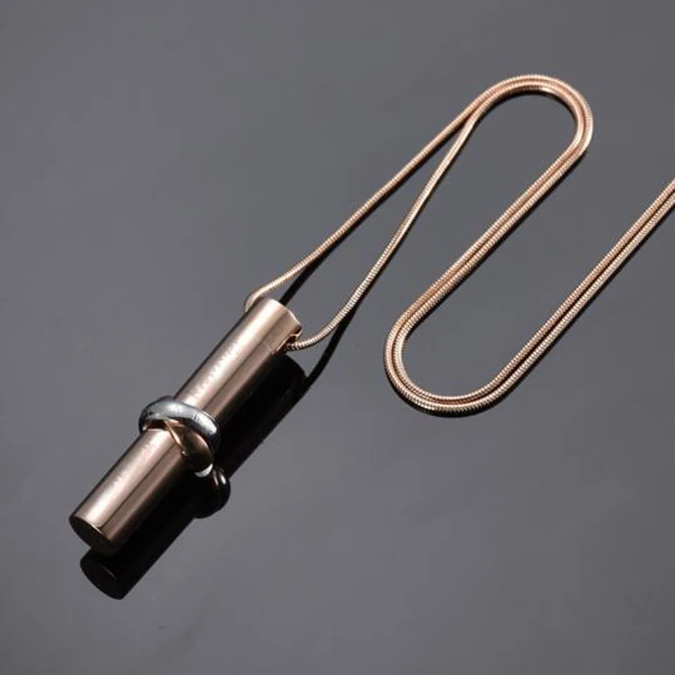 Stainless steel love memories together forever daughter rose gold cylinder commemorative pendant urn cremation necklace