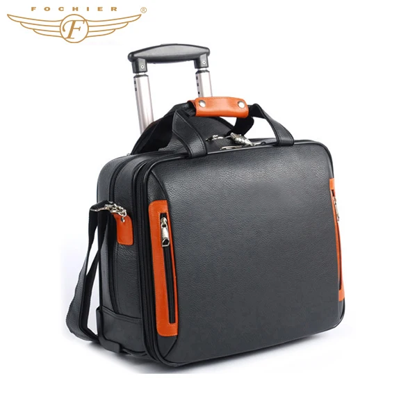 Leather laptop 2025 trolley bags