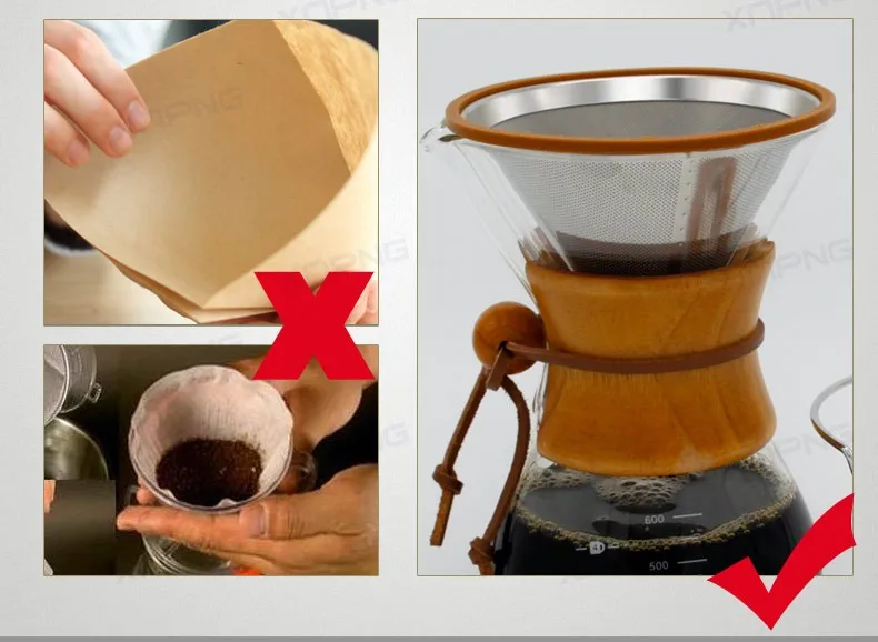 Dongshang Paperless Pour Over Drip Coffee Stainless Steel Reusable