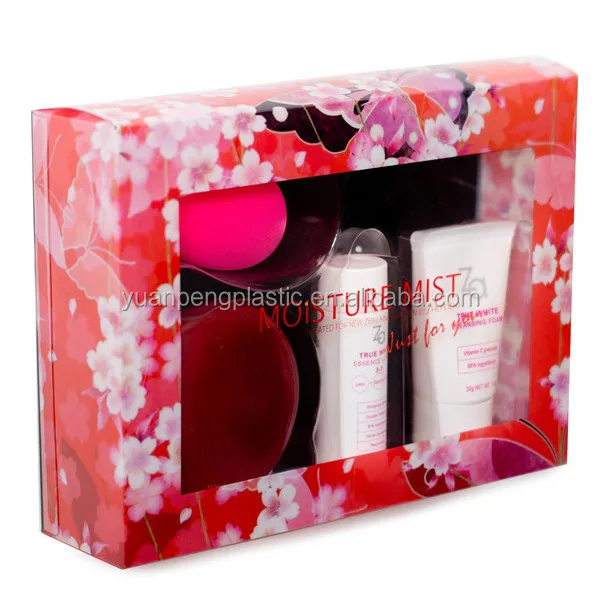 Full Color Printed Clear Pet Plastic Cosmetic Gift Packaging Boxes With