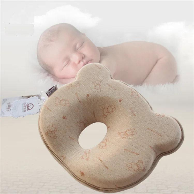 Orthopedic Cute Bear Shape Health Flat Head Cotton Memory Foam Newborn