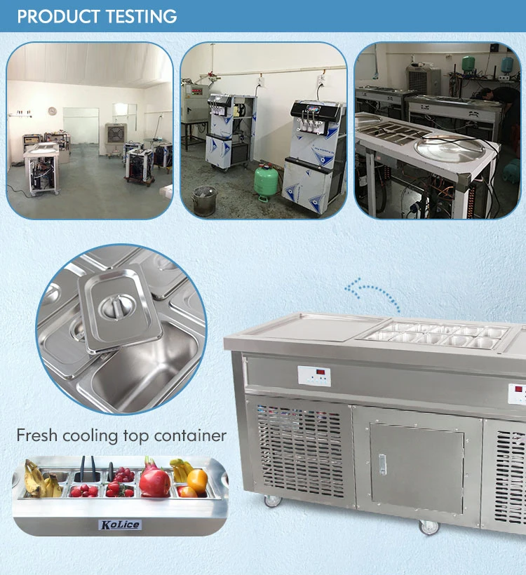 Kolice Egypt Double Square Pan Fry Ice Cream Rolled Machine/stir Ice