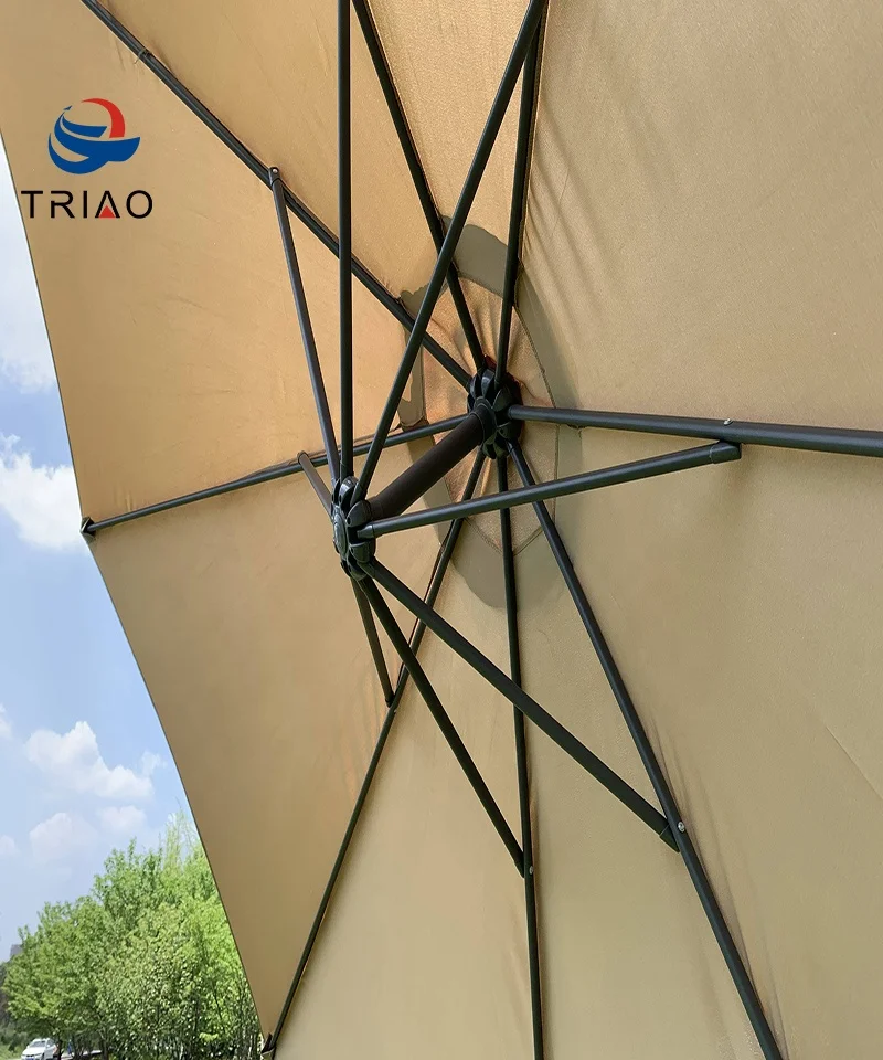 Stand Alone Outdoor Large Offset Patio Table Deck Umbrella With Lighted