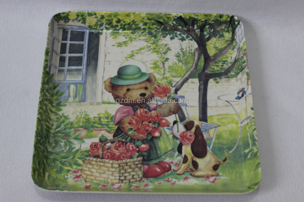 Plastic kids tray Melamine food tray Bear Print