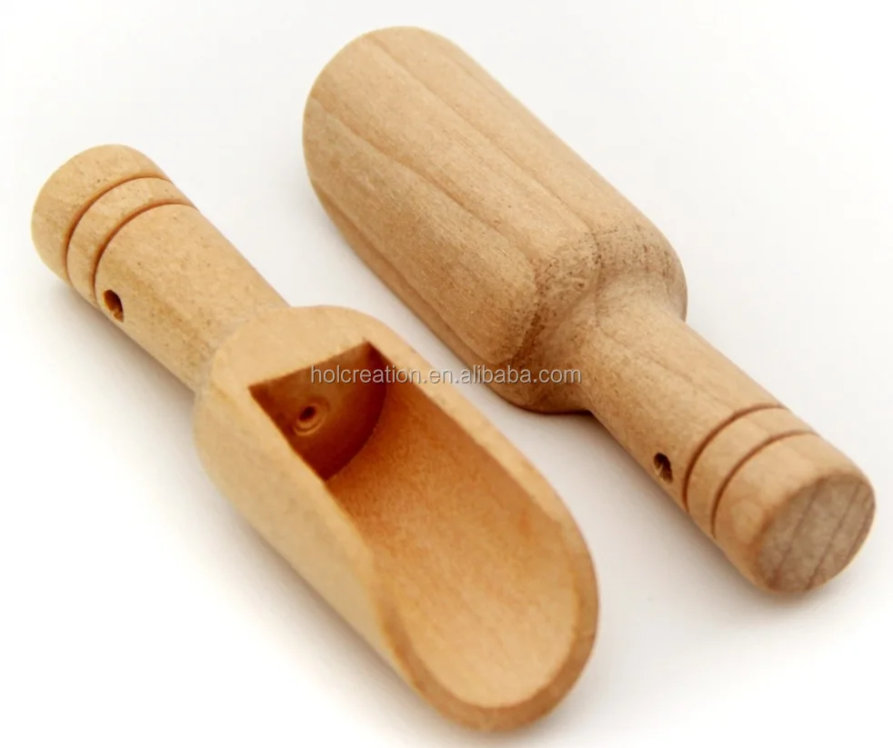 Set of 5 Unpainted Wooden Scoop Small Spoon Sugar Bath Salt Scoop for Spices Parties Home Kitchen Tool 