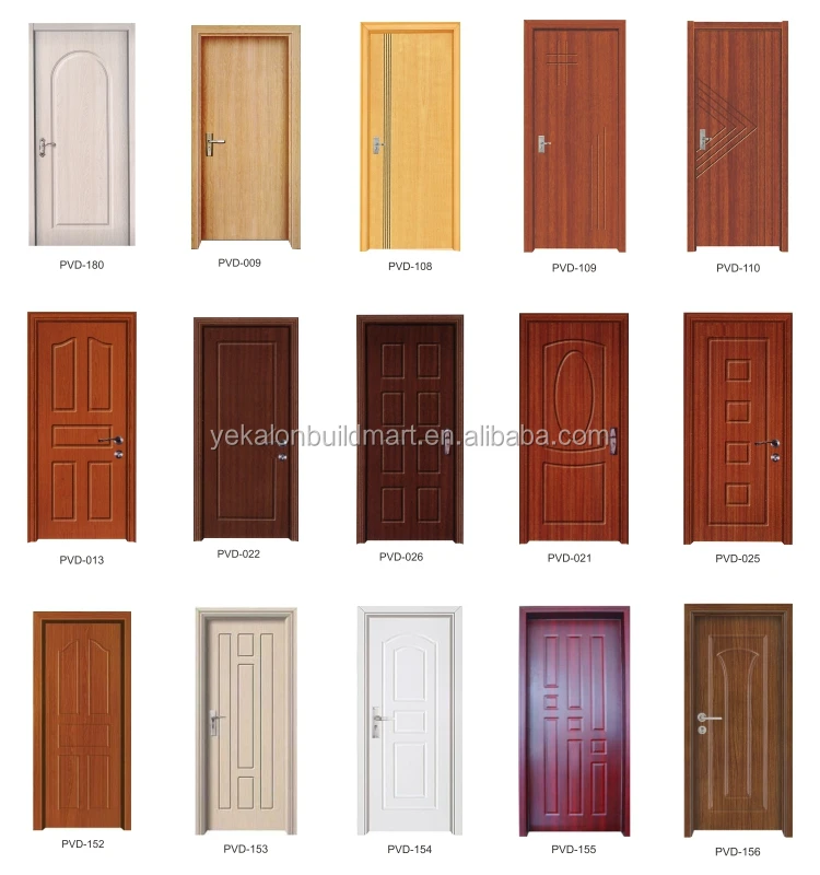 Yekalon Modern MDF door Interior Door Flush series glass Wood venneer MDF door
