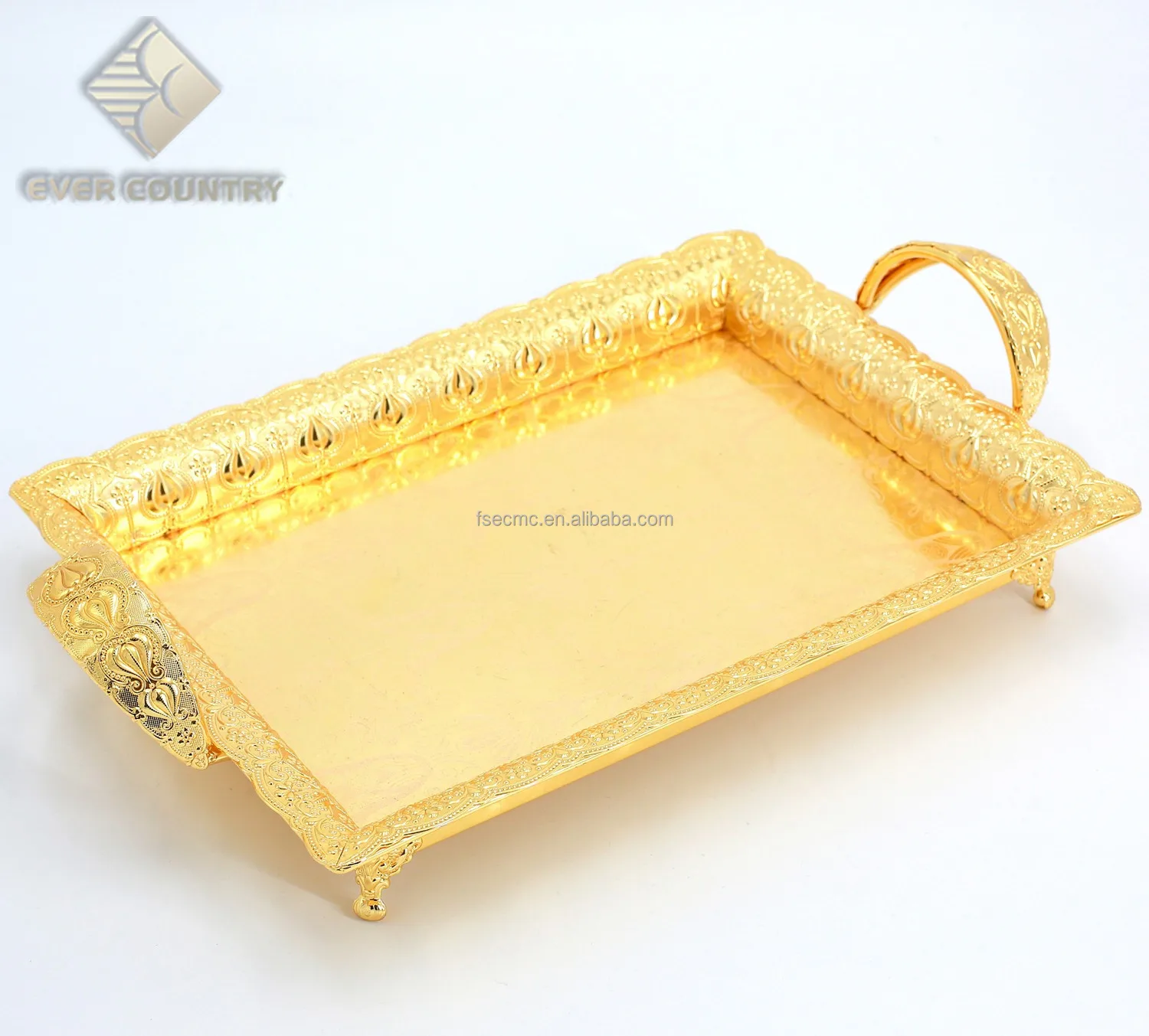 metal serving tray with handles