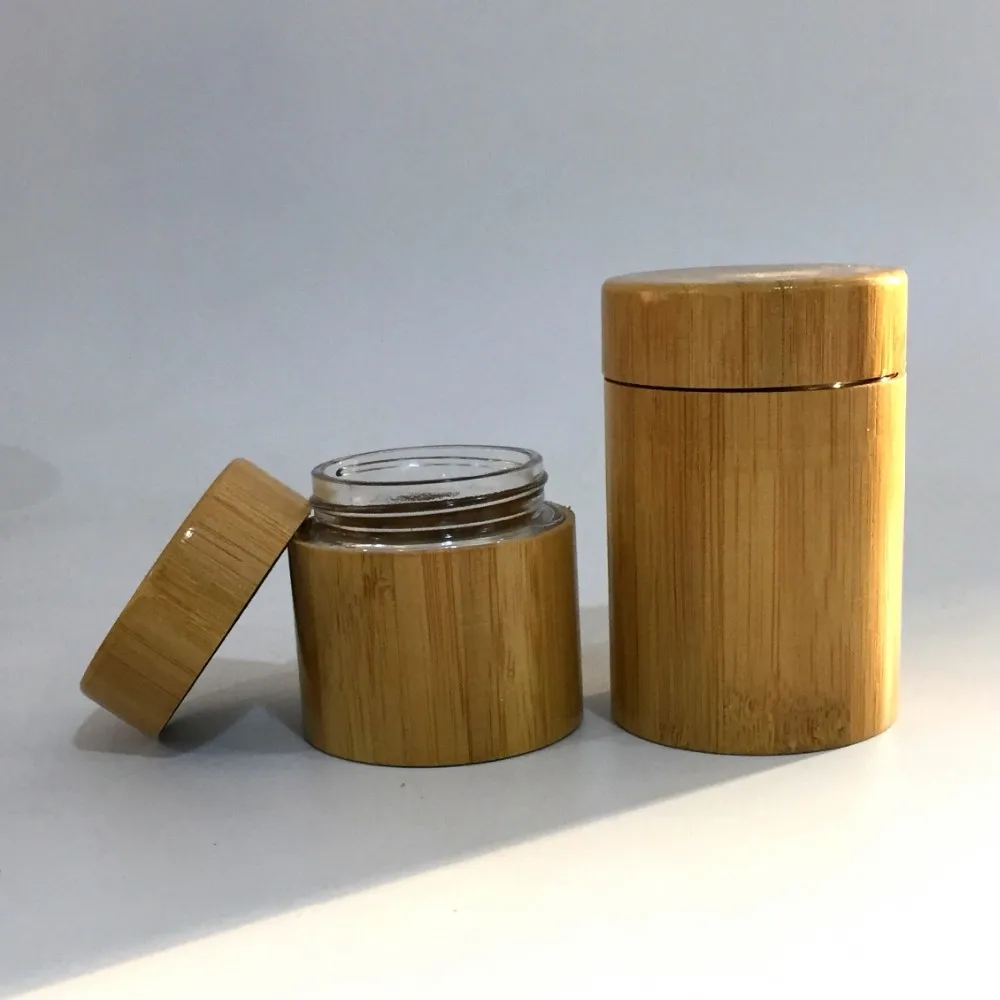 2oz 4oz Wooden Container Bamboo Childproof Jar With Glass Inner Bottle