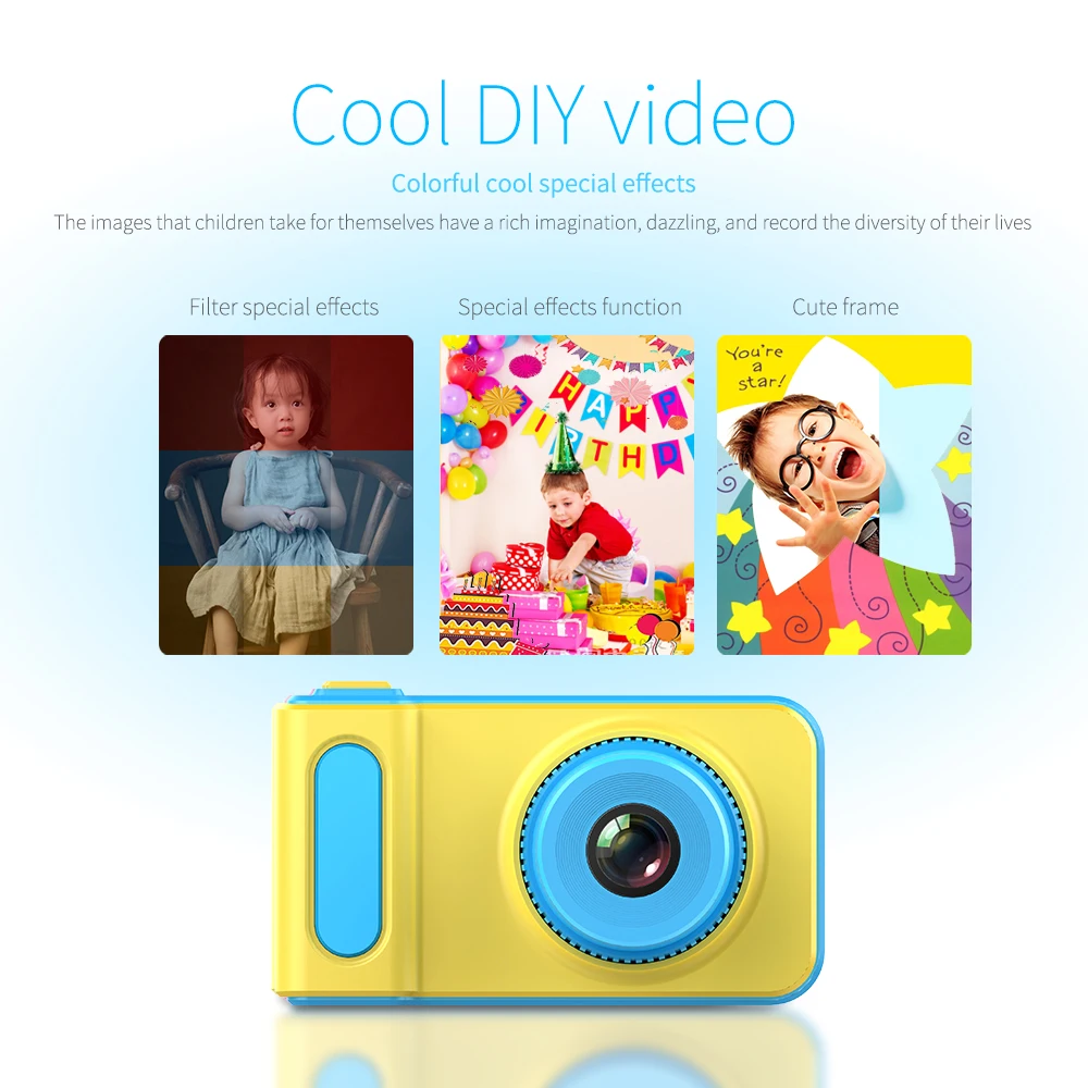 Cheapest 2.0 inch cartoon cute kids camera toys children birthday digital camera for kids