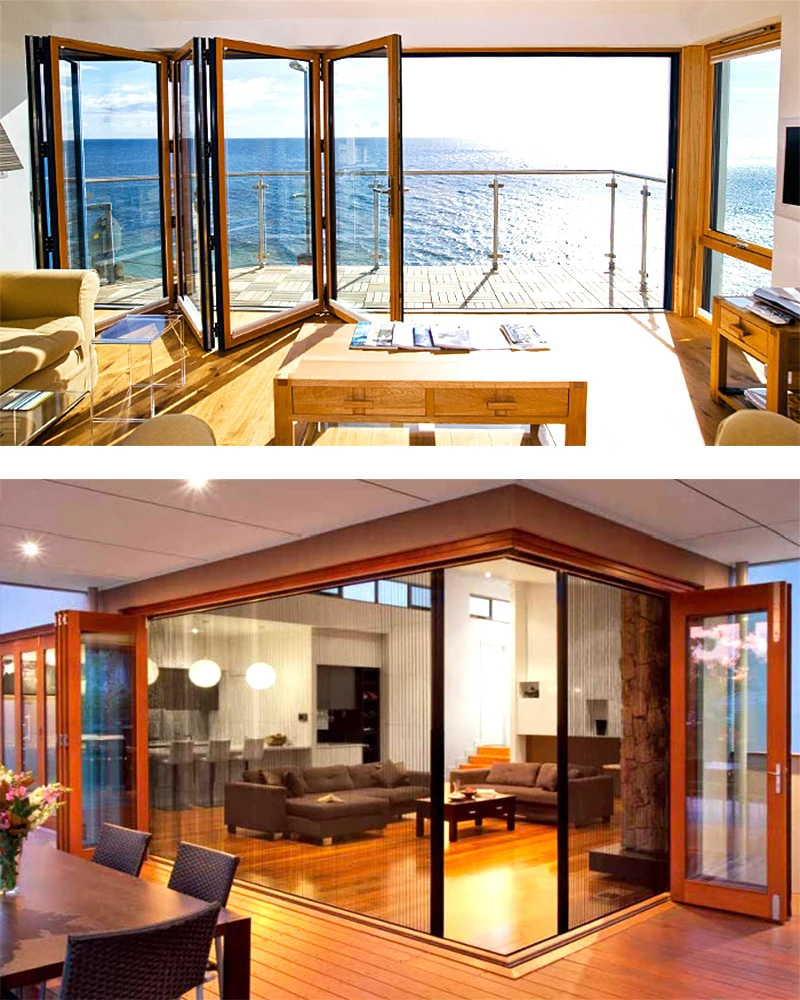 Puerta De Patio Plegable De Vidrio,Accesorio Con Doble Entrada