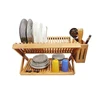 Bamboo 2 Tiers Dish Drying Rack Drainer Dryer Tray Plate Cup Bamboo storage holder