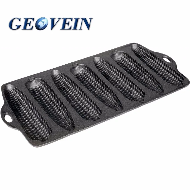 Geovein Nonstick 7 Slots Cone Shape Cake Mold Cast Iron Oven Muffin