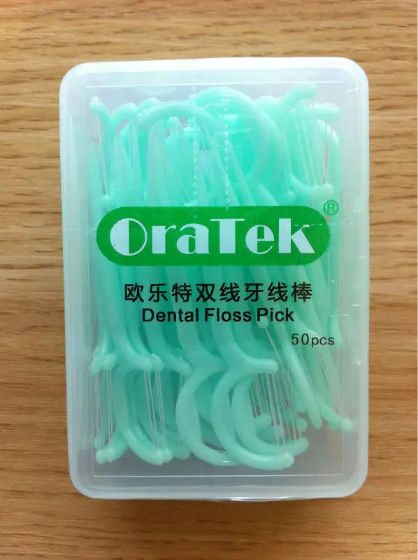 Colored Individual Pack Y Shape Dental Floss Pick Double Line Flosspick
