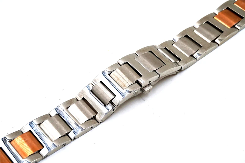 Sliver mid gold wrist removable stainless steel watch strap with butterfly buckle