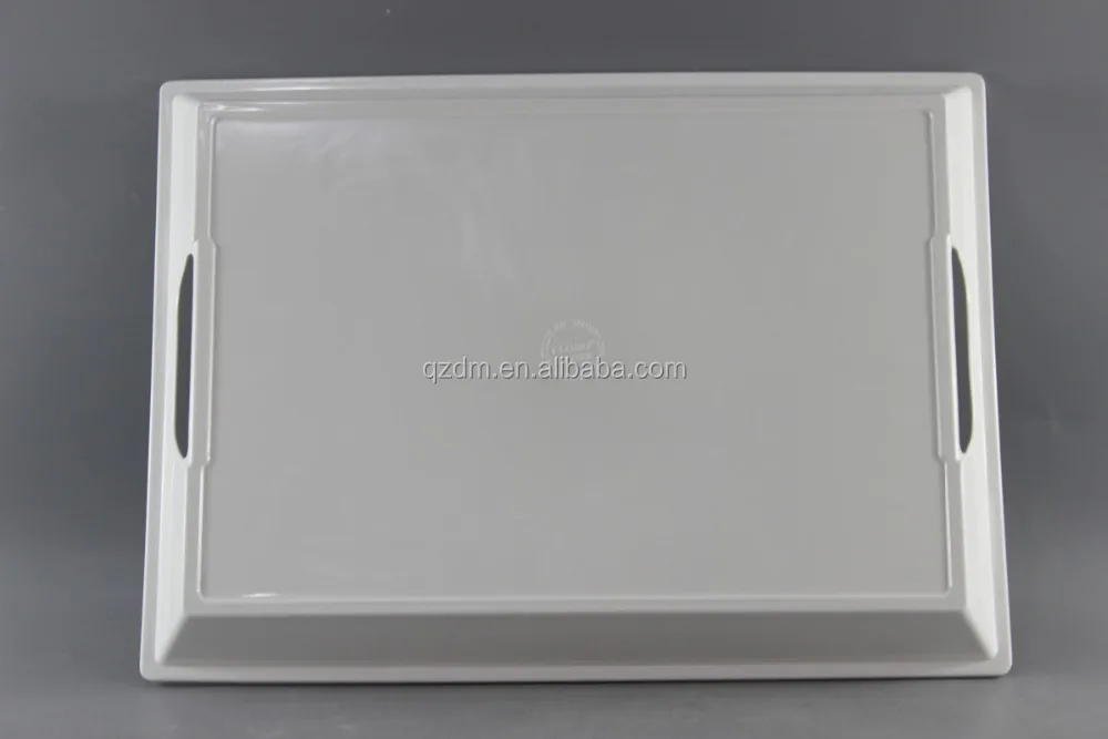 15 Inch Melamine White Tray With 2 Handles
