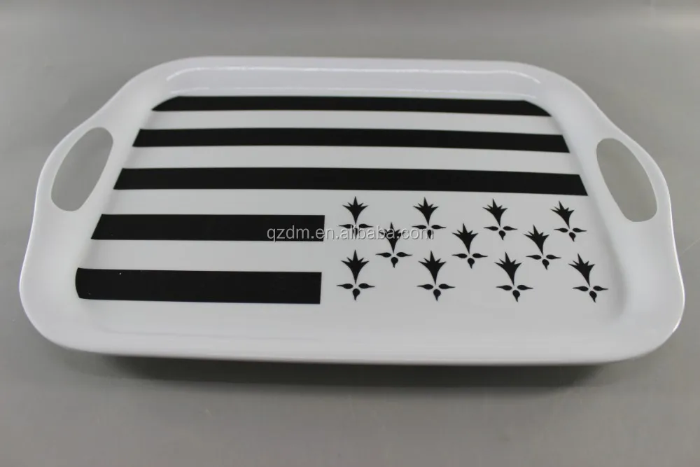 Cheap 14" Melamine Serving Tray With handle