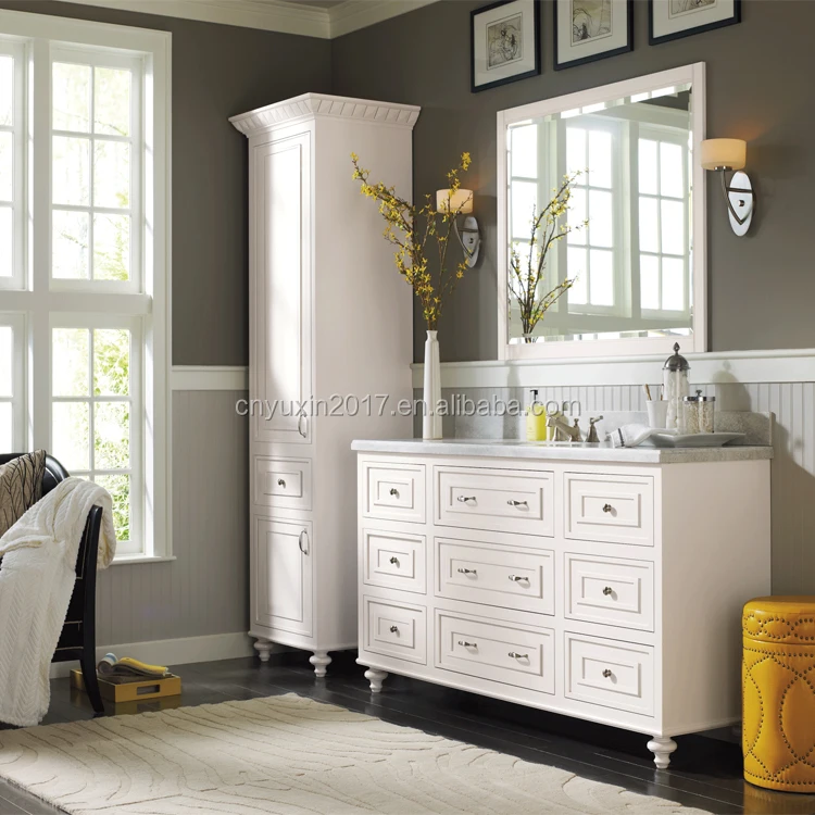 54 Marble Top White Paint Bathroom Vanity Cabinet Yxl 1713sf