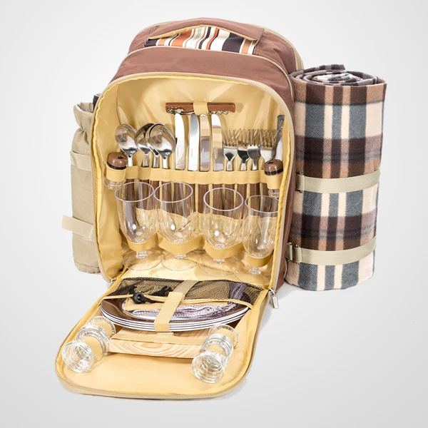 picnic backpack set for 4