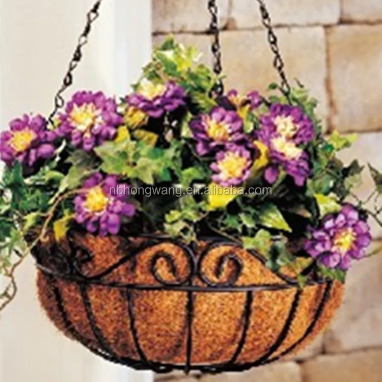 Wall Mount Planter Coco 14/" Half Circle Wall Steel Flower Basket with Coco Liner