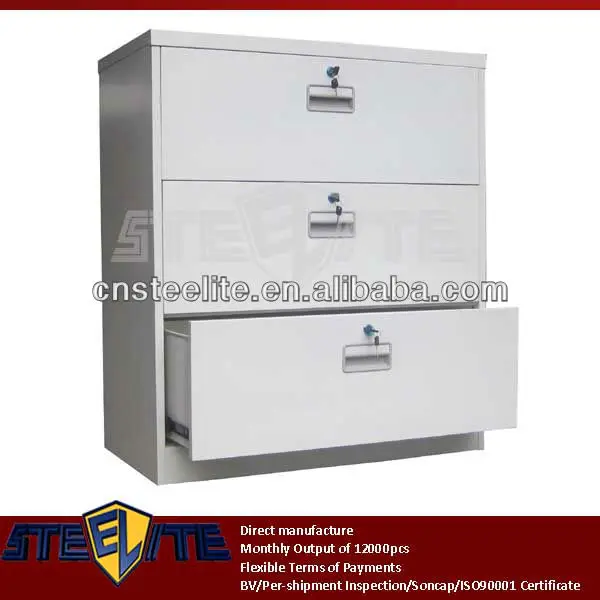 Half Height Metal Medical Lockable 3 Drawer Cupboard Horizontal