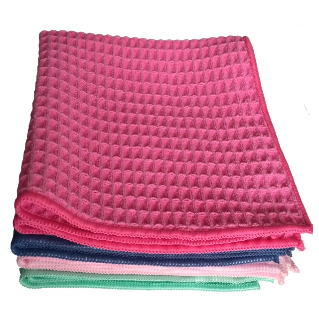 weft knitting shiny small grid microfiber cloth car detail