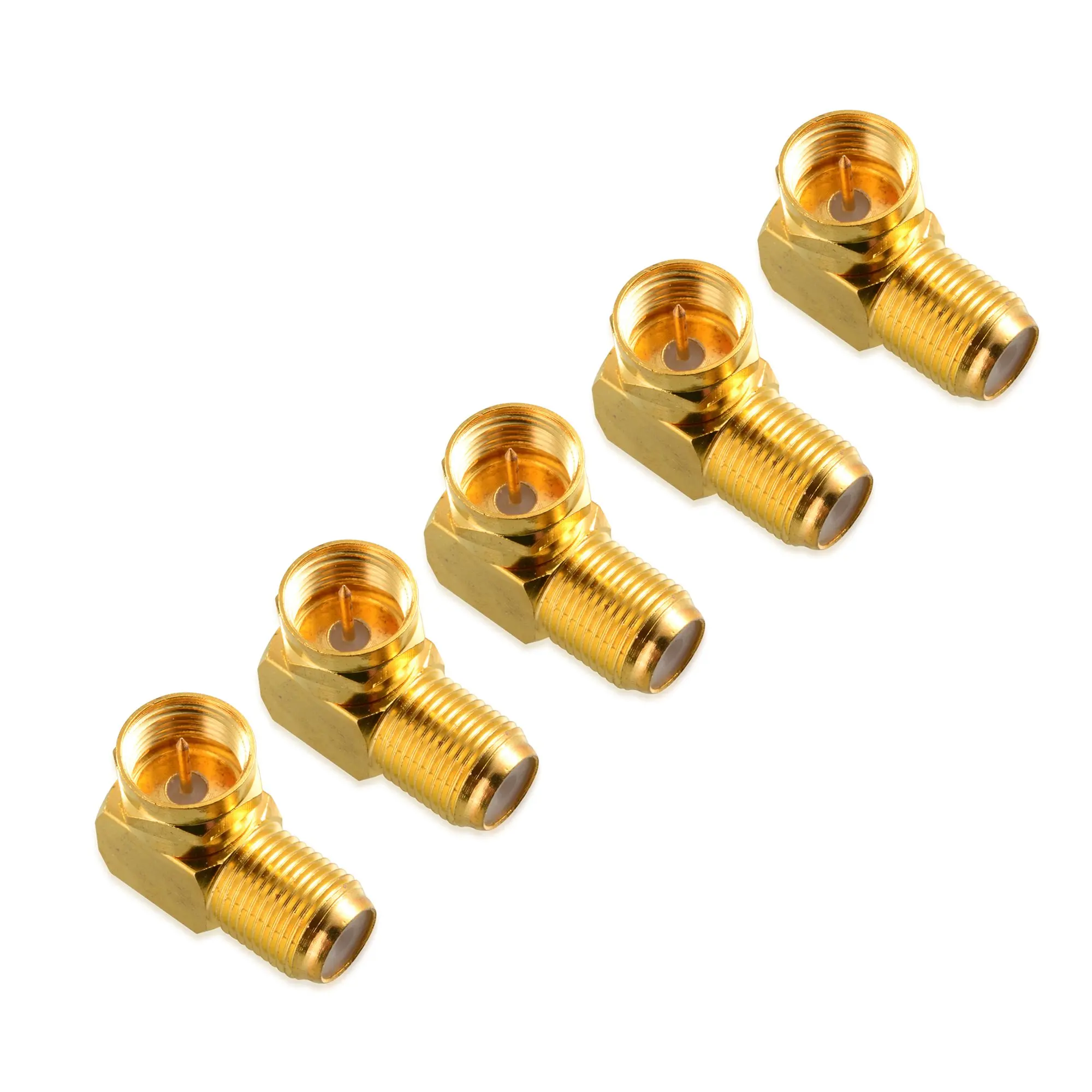 Cable Matters 5-Pack, Gold Plated Right Angle F-Type Coaxial RG6 Adapter